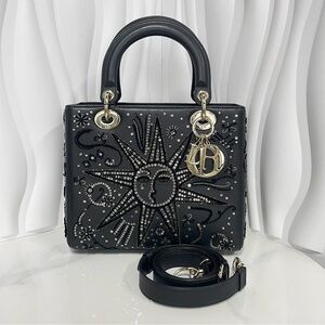 Dior Lady D-Lite Sun & Moon Embellished Black Bag